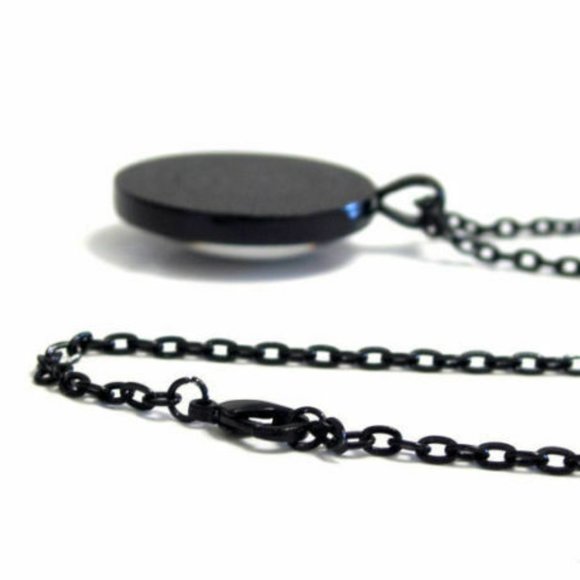 Brand New Om Namaste pendant necklace black chain purple pendant - Picture 2 of 5